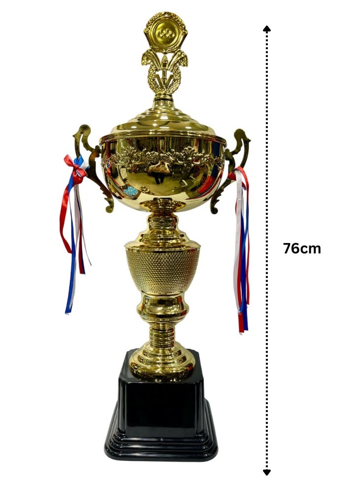 Spall - Gold Trophies Personalized Trophies Cups With Colorful Ribbons And Trophies Awards Sports Trophies Medals Appreciation Award Gift Achievement Ceremony Trophies Basketball Football Trophy - Image 1