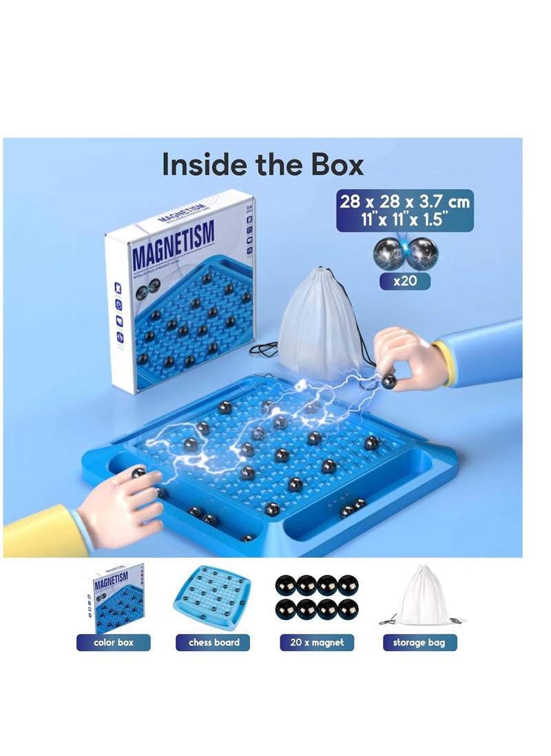 Generic - Magnetic Chess Set with Stones by Drana, Cluster Board Games with Magnetic Rocks for Adults and Kids Age 6-8-12, Magnetic Strategy Chess Board, Backgammon Game Set - Image 1