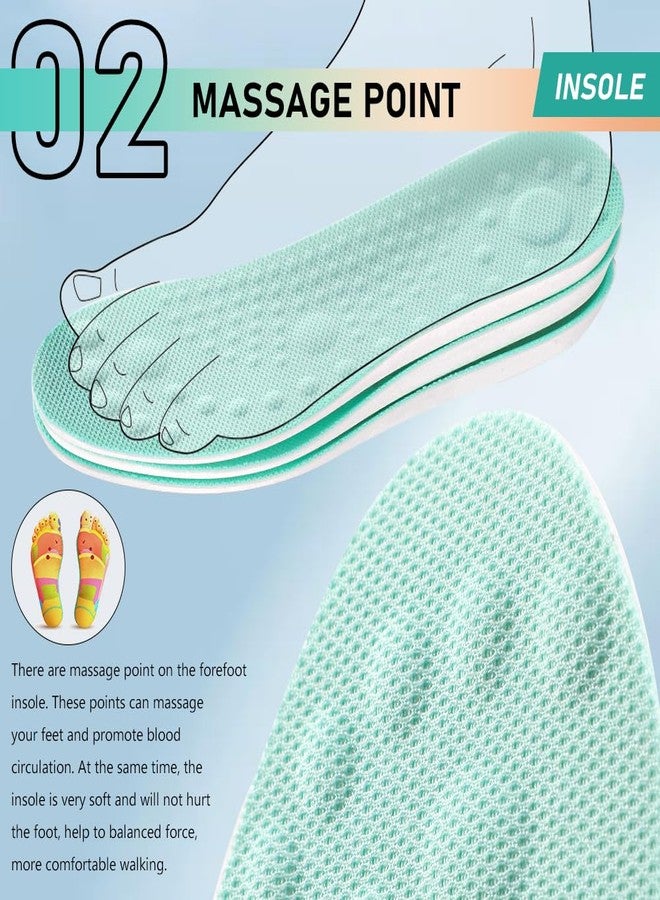XINIFOOT نعال رياضية قابلة للتهوية وممتصة للصدمات من XINIFOOT، 3 أزواج، نعال بديلة مرنة وناعمة لأحذية الجري للرجال والنساء، لون أخضر نعناعي (مقاس صغير للرجال 5-6.5 / مقاس صغير للنساء 7-8.5) - Image 3