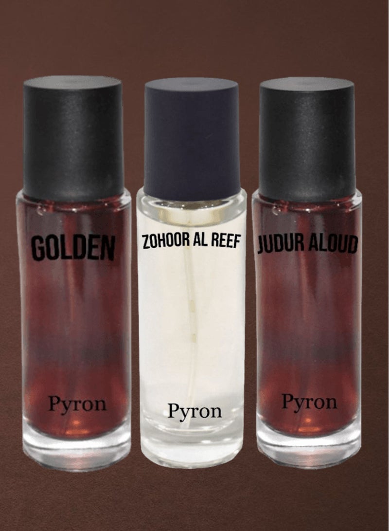 PYRON Perfume Collection Has Golden Perfume Zohoor Al Reef Perfume And Judur AlOud 30 Ml EDP - Image 1