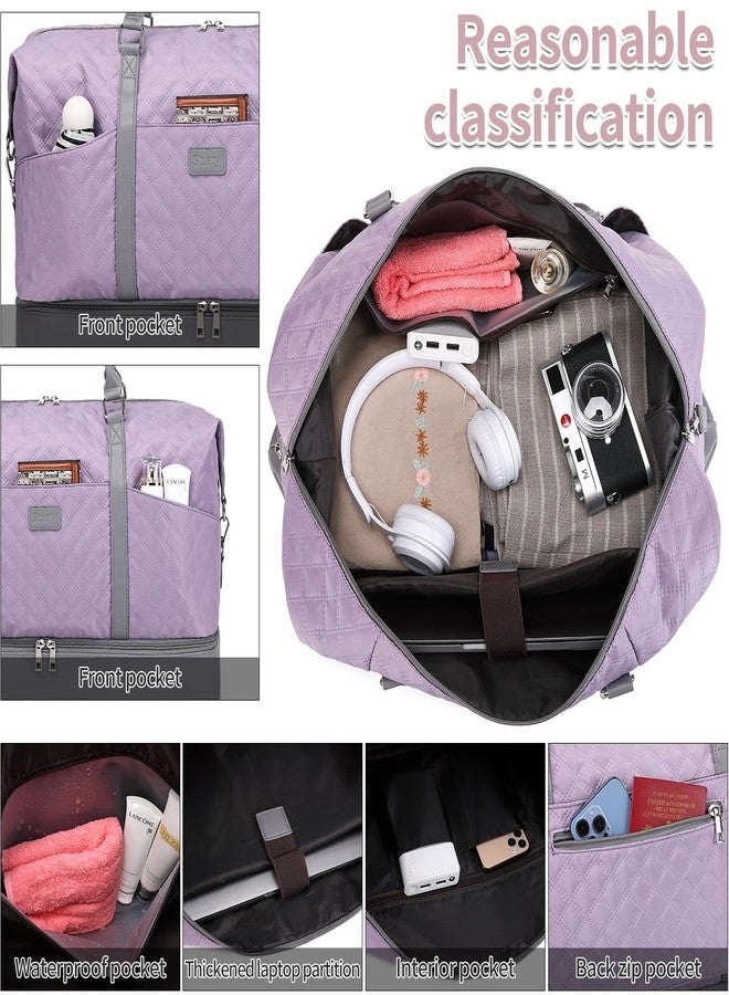 Stuery Weekender Bags for Women with Toiletry Bags Large Overnight Bags Travel Duffel Bag Carry On Shoulder Weekend Tote with Shoe Compartment and Wet Pocket for Girls Airplane Traveling, Gym, Purple, - Image 4