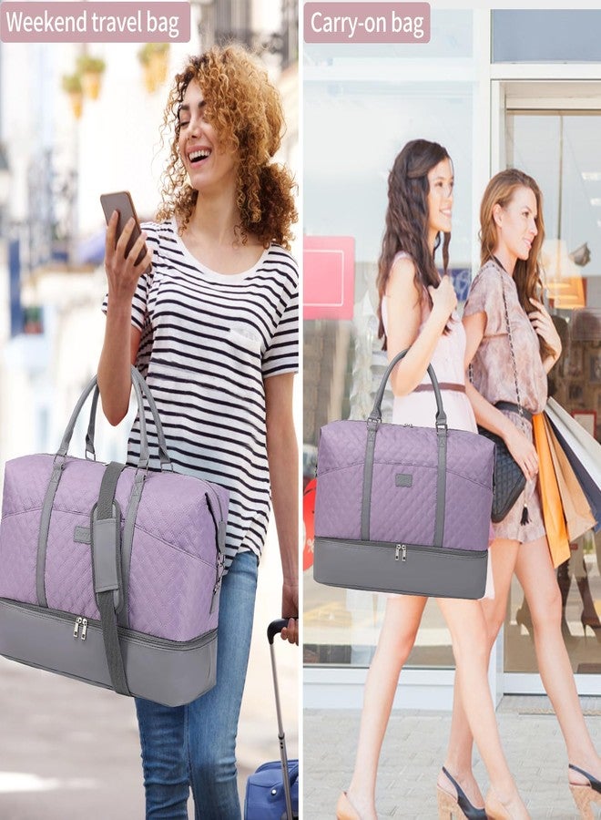 Stuery Weekender Bags for Women with Toiletry Bags Large Overnight Bags Travel Duffel Bag Carry On Shoulder Weekend Tote with Shoe Compartment and Wet Pocket for Girls Airplane Traveling, Gym, Purple, - Image 2