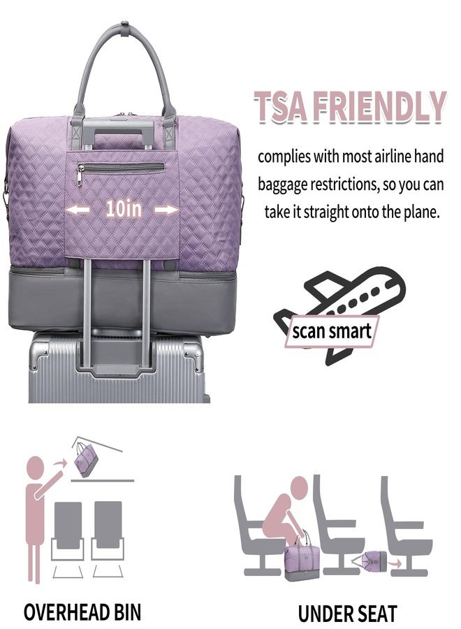 Stuery Weekender Bags for Women with Toiletry Bags Large Overnight Bags Travel Duffel Bag Carry On Shoulder Weekend Tote with Shoe Compartment and Wet Pocket for Girls Airplane Traveling, Gym, Purple, - Image 5