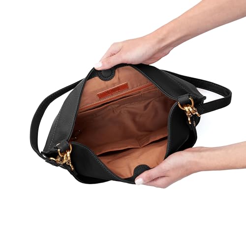 HOBO Pier Leather Shoulder Crossbody Bag with Two Removable Straps, Go From Shoulder to Crossbody for Everyday, Work, Or Traveling, Black - Image 3