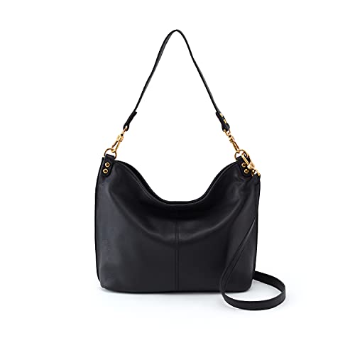 HOBO Pier Leather Shoulder Crossbody Bag with Two Removable Straps, Go From Shoulder to Crossbody for Everyday, Work, Or Traveling, Black - Image 1