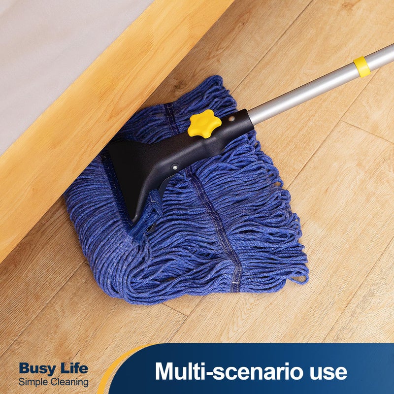 Yocada Looped-End String Wet Mop Heavy Duty Cotton Mop Commercial Industrial Grade Telescopic Iron Pole Jaw Clamp Floor Cleaning 55.1 inch - Image 5