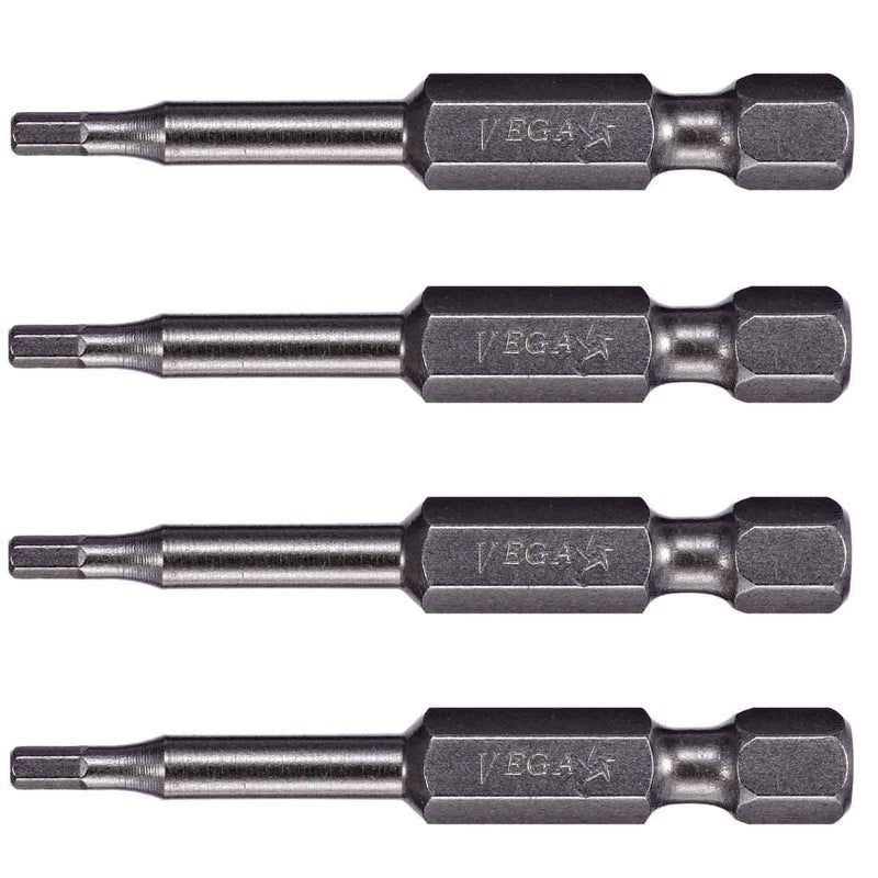 VEGA 25mm Hex Power Bits Professional Grade Inch Hex Shank 25mm 2 Inch Power Bits 150H025A4 Pack of 4