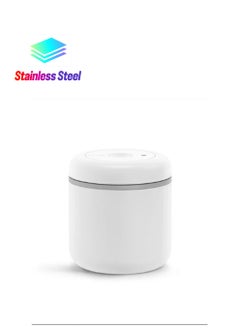 Atmos Vacuum Canister for Storing Coffee Beans, Airtight with Vacuum Pump in Lid, White - 0.7L
