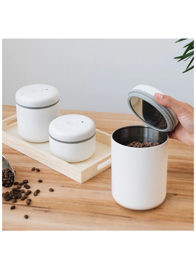 FELLOW - Atmos Vacuum Canister for Storing Coffee Beans, Airtight with Vacuum Pump in Lid, White - 0.7L - Image 1