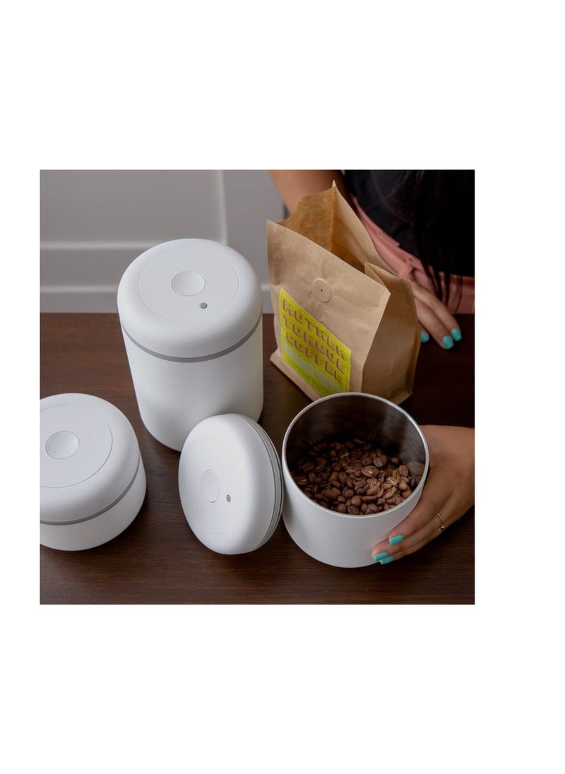 FELLOW - Atmos Vacuum Canister for Storing Coffee Beans, Airtight with Vacuum Pump in Lid, White - 0.7L - Image 1