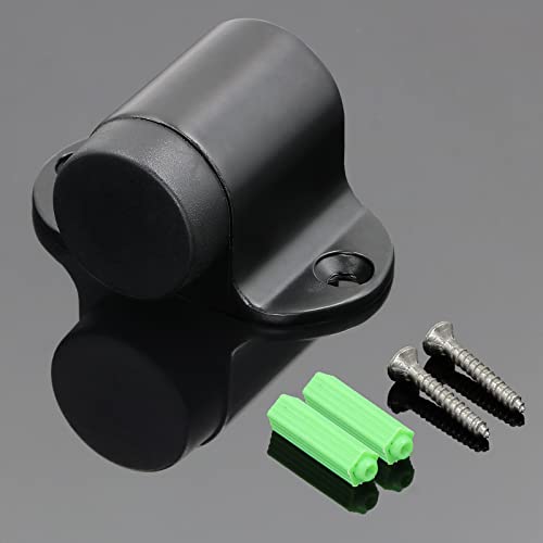 Masendelk Floor Mount Door Stopper, Heavy Duty Door Stop Flat Black Doorstop with Rubber Bumper & Stainless Steel Screws, 1.06 Inch Height - Image 4