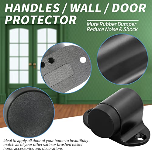 Masendelk Floor Mount Door Stopper, Heavy Duty Door Stop Flat Black Doorstop with Rubber Bumper & Stainless Steel Screws, 1.06 Inch Height - Image 2