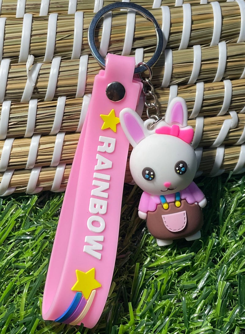 ميدالية مفاتيح كرتونية مميزة اكسسوار مميز سلسلة مفاتيح بشخصية أرنب مع شريط يتناسب مع مفاتيح السيارة والمحفظة والحقيبة هدية ابداعية جميلة - Image 1