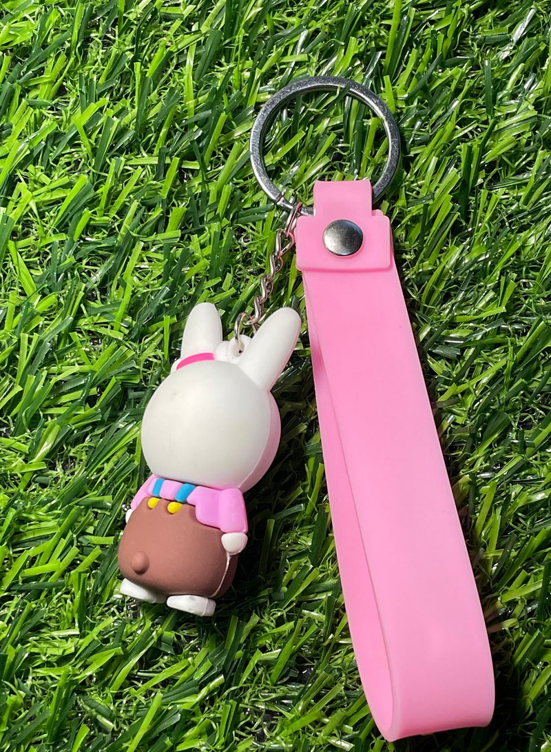 ميدالية مفاتيح كرتونية مميزة اكسسوار مميز سلسلة مفاتيح بشخصية أرنب مع شريط يتناسب مع مفاتيح السيارة والمحفظة والحقيبة هدية ابداعية جميلة - Image 2