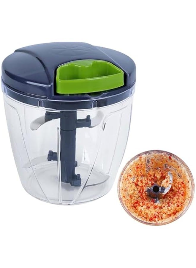 Beauenty Manual Food Chopper 5 Blade 900 ml, Easy Pull Chopper Handy Food Processor for Veggies, Ginger, Fruits, Quick and Safe to Use - Image 1