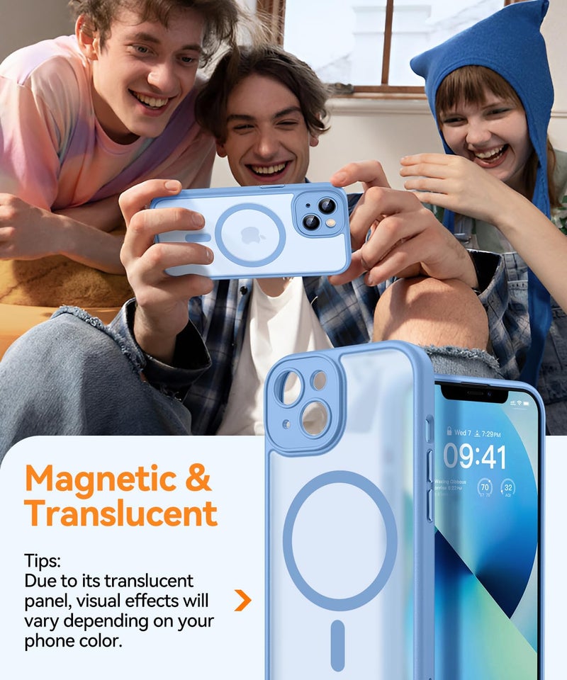 CANSHN Magnetic for iPhone 13 Mini Case, Upgraded [Full Camera Protection] [Compatible with Magsafe] [Translucent Matte] Shockproof Protective Phone Case for iPhone 13 Mini 5.4" - Light Blue - Image 3