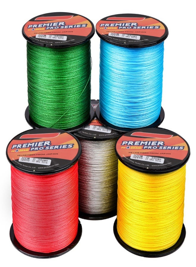 Proberos 5.0/50LB Fishing Wire Abrasion Resistant Fishing Tape 4 Stranded Braided PE Fishing Line for Seawater Freshwater 300m Blue - Image 3