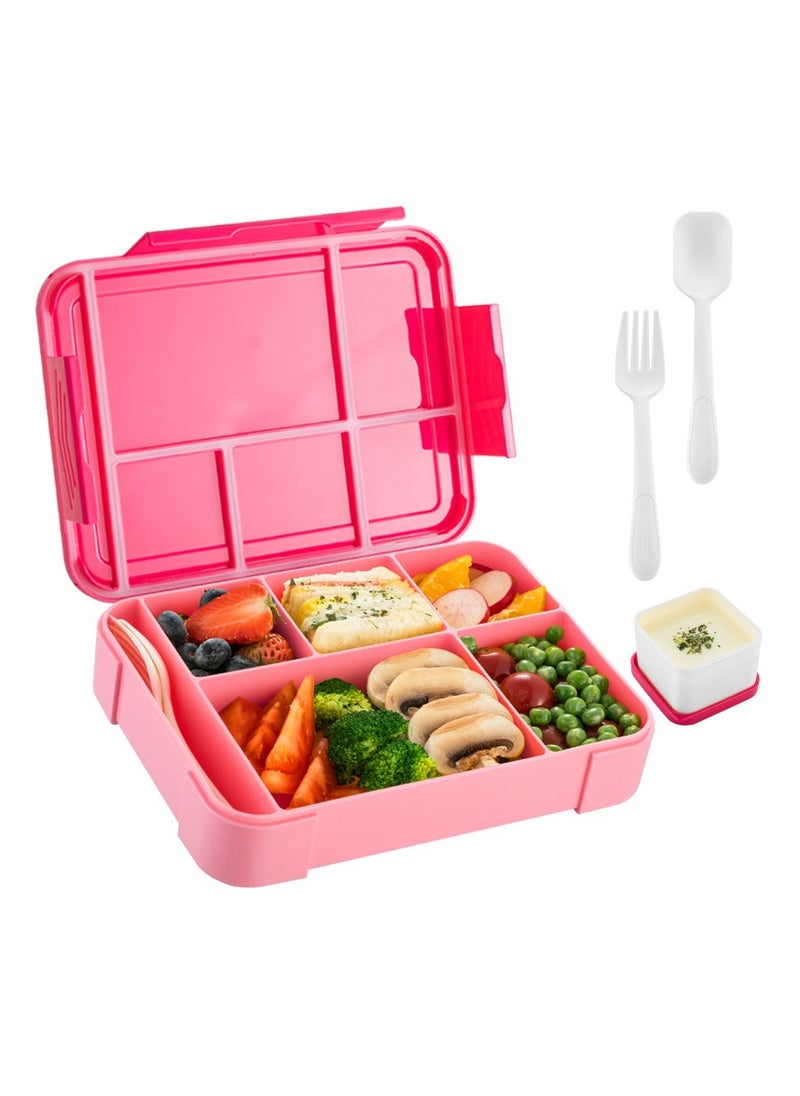 Angmei Lunch Box for Kids with Lunchbox Bag Insulated & Leak-Proof, Reusable Kids Bento Lunch Box for Infant Children Teenager Student for Home Scholl Prescholl Daycare Travel Divided Sealed Fruit Box Salad Box , Pink,Work Microwave Oven Heating Bento Box, With Tableware, Suitable For Work And Travel  - Image 1
