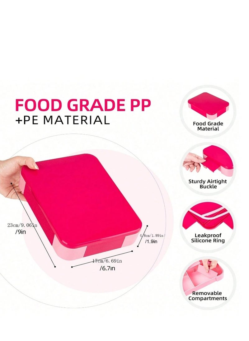 Angmei Lunch Box for Kids with Lunchbox Bag Insulated & Leak-Proof, Reusable Kids Bento Lunch Box for Infant Children Teenager Student for Home Scholl Prescholl Daycare Travel Divided Sealed Fruit Box Salad Box , Pink,Work Microwave Oven Heating Bento Box, With Tableware, Suitable For Work And Travel  - Image 2