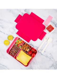 Angmei Lunch Box for Kids with Lunchbox Bag Insulated & Leak-Proof, Reusable Kids Bento Lunch Box for Infant Children Teenager Student for Home Scholl Prescholl Daycare Travel Divided Sealed Fruit Box Salad Box , Pink,Work Microwave Oven Heating Bento Box, With Tableware, Suitable For Work And Travel  - Image 4