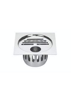 CHILLYS Stainless Steel Square Flat Cut Classic Gypsy Floor Drain Cover Jali Grating with Cockroach Trap and Waste Pipe Hole 127mm x 127mm 5 Inch