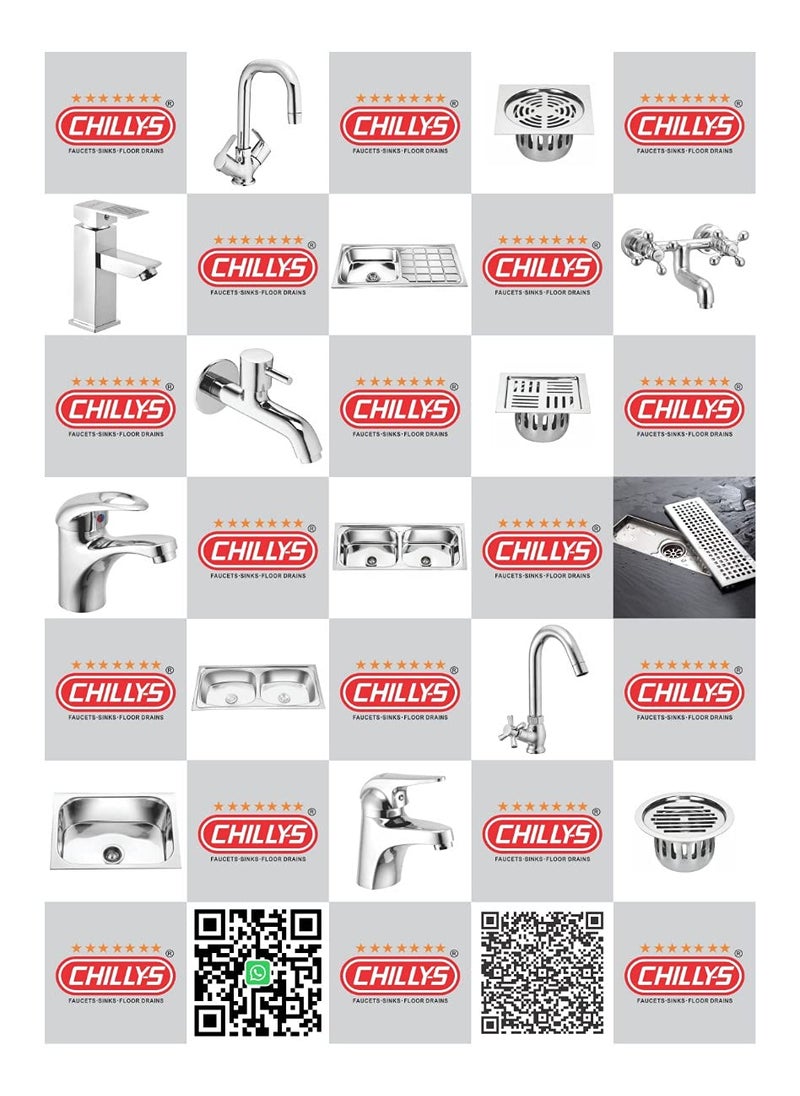 Chilly's - CHILLYS Stainless Steel Square Flat Cut Classic Gypsy Floor Drain Cover Jali Grating with Cockroach Trap and Waste Pipe Hole 127mm x 127mm 5 Inch - Image 1