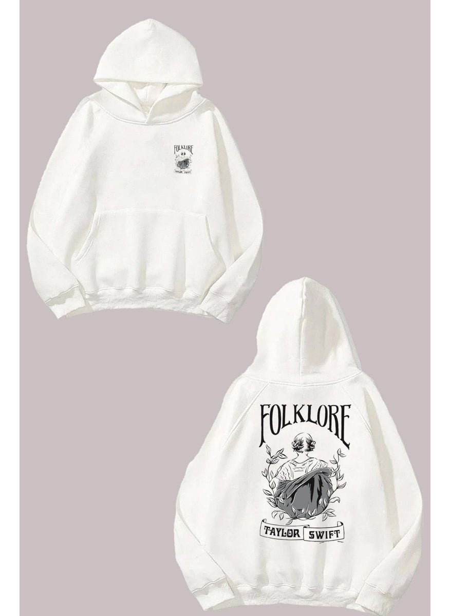 The Wert - Unisex Taylor Swift Folklore Design Front Back Printed Regular Fit White Sweatshirt - Image 1