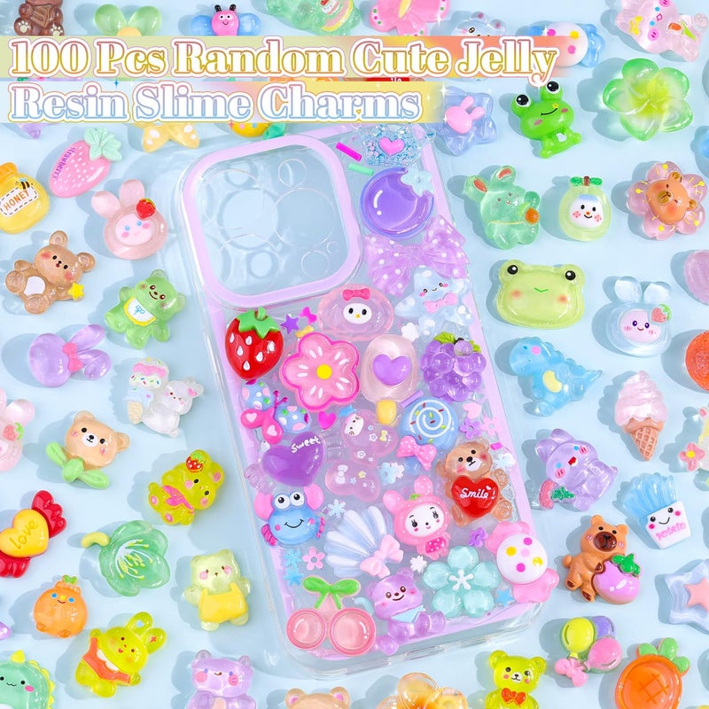 Glitzest 100PCS TINKRSTUFF Slime Charms Jelly Cute Flatback Resin Charms for Slime, Random Kawaii Decoden Charm for Embellishments Phone Junk Case Charms Bulk, Scrapbooking Crafting & DIY Decor (Multicolor) - Image 3