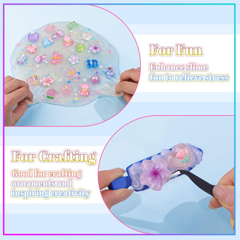 Glitzest 100PCS TINKRSTUFF Slime Charms Jelly Cute Flatback Resin Charms for Slime, Random Kawaii Decoden Charm for Embellishments Phone Junk Case Charms Bulk, Scrapbooking Crafting & DIY Decor (Multicolor) - Image 5