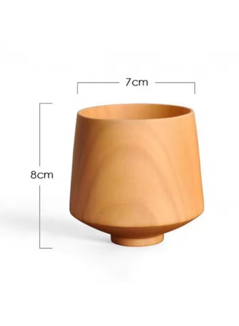 Liying 3Pcs Wooden Tea u0026 Coffee Cup 200ml, Japanese Tea Cup Solid Wood Drinking Cup Teacup Glass for Milk, Hot Drinks (Light Brown)  - Image 3