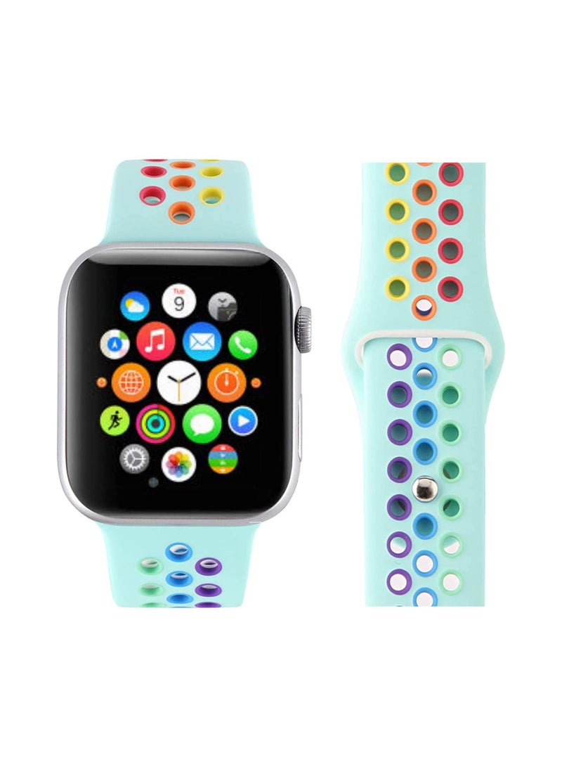 YOMNA YOMNA - Dark blue strap with Rainbow Hole 42mm and Light blue strap with Rainbow Hole and Gray strap with Green hole. (42/44mm) - Image 5
