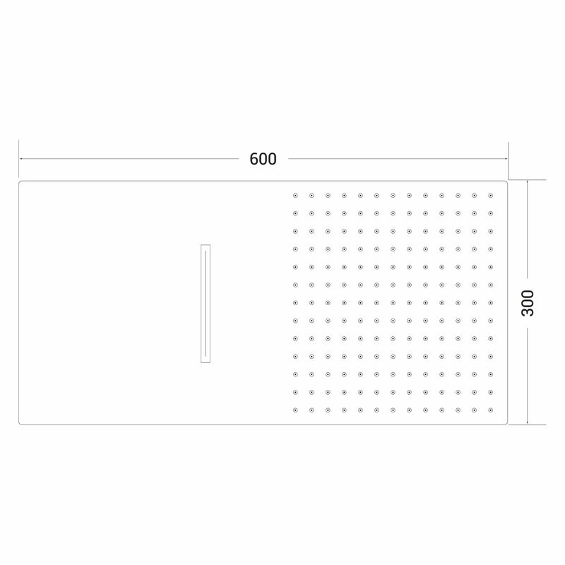 AURIGA Overhead Rain Shower | Wallmount | Dual Function | Waterfall + Rain Shower | 600mm x 300mm | Rectangle Shape | Silicon Nozzle Easy Clean System | WMSWF300-N - Image 2