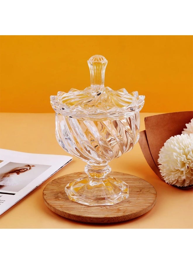 LDQ Glass Candy Jar with Lid – Round Glass Canister Storage Container with Locking Lid for Sweets, Dry Goods, Snacks & Cake Mix – Elegant Decorative Jar for Kitchen, Wedding & Parties - Image 1