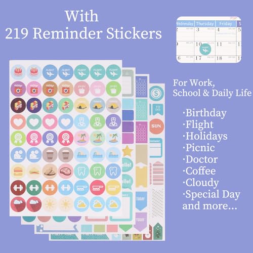 Koqye Small Desk Calendar 2025-2026 (July 2025-Dec 2026) - 18 Month Standing Flip Calendar with Planner Stickers for Home Office School (Flower, 8 * 8 inch) - Image 5
