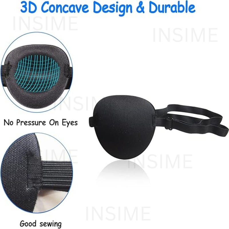 INSIME رقعة عين قراصنة للأطفال | رقع عين قابلة للتعديل للعين الكسولة | تصميم رقعة عين ناعمة ثلاثية الأبعاد للعين اليسرى أو اليمنى (عبوة من 2) - Image 1
