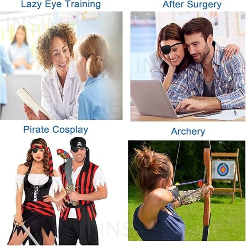 INSIME رقعة عين قراصنة للأطفال | رقع عين قابلة للتعديل للعين الكسولة | تصميم رقعة عين ناعمة ثلاثية الأبعاد للعين اليسرى أو اليمنى (عبوة من 2) - Image 5