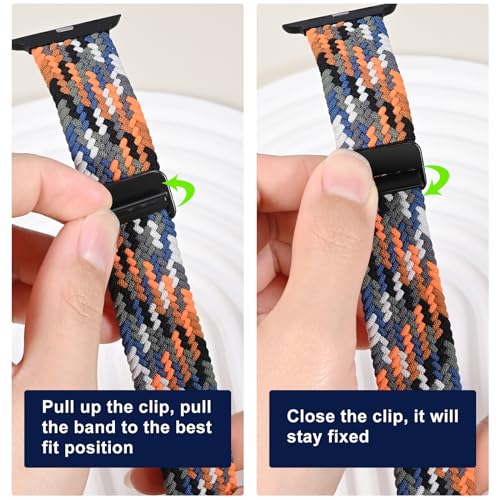 OMECKY Magnetic Braided Loop Band Compatible with Apple Watch Series 11 10 46mm 9 8 7 6 5 4 42mm 44mm 45mm 49mm for Women Men, Stretchy Nylon Elastic Sport Strap for iWatch SE/Ultra 1/2/3, Deep Blue - Image 2