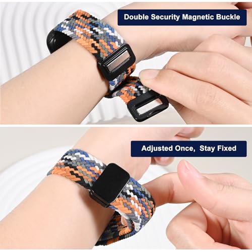 OMECKY Magnetic Braided Loop Band Compatible with Apple Watch Series 11 10 46mm 9 8 7 6 5 4 42mm 44mm 45mm 49mm for Women Men, Stretchy Nylon Elastic Sport Strap for iWatch SE/Ultra 1/2/3, Deep Blue - Image 4