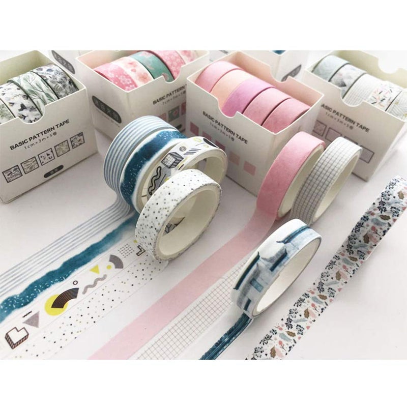 YUBX 5 Rolls Washi Tape Set Creative Basic Skinny Decorative Tapes for Arts, DIY Crafts, Journals, Planners, Scrapbooking, Wrapping (Sakura) - Image 4