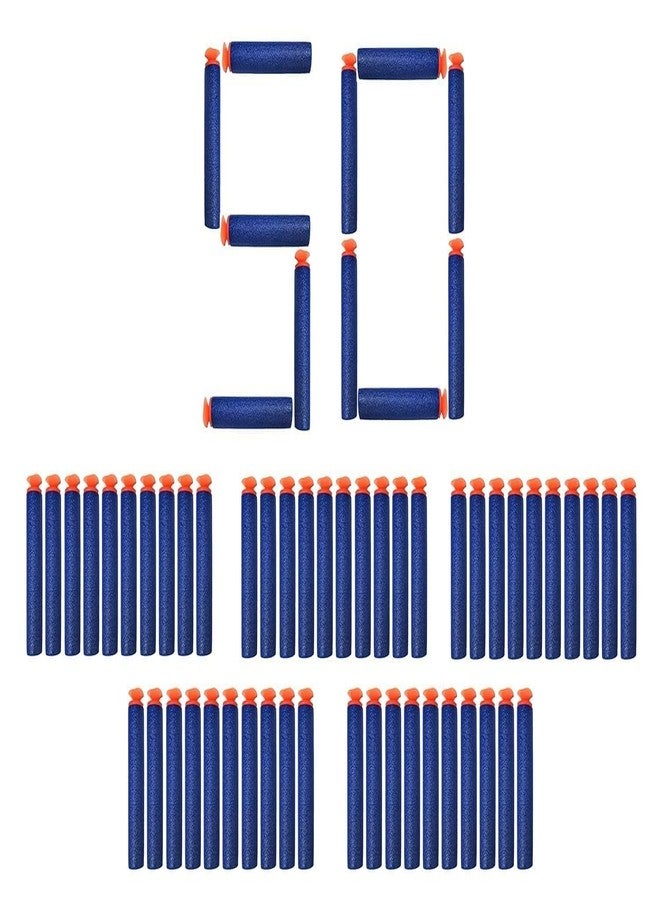CLAPONE Hollow Out Soft Foam Refill Darts for N-Strike Elite Series Blasters Soft Foam Refill Darts for Nerf N-Strike Elite Blasters Hollow Safe & Durable Darts (Suction Blue, Suction Bullet 50PCS) - Image 1