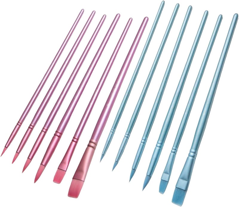 12pcs Watercolor Paint Brush Set with Soft Synthetic Nylon Bristles, Wood Handle Fine Liner and Corner Brushes for Beginner Artists Canvas Acrylic Oil Painting - Image 1