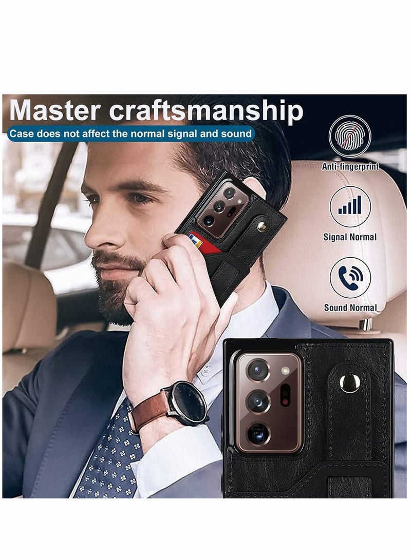 SYOSI Case for Samsung Note 20 Ultra Wallet Excefore with Adjustable Wrist Strap Kickstand PU Leather Credit Card Holder Hybrid Protective Cover Galaxy 5G 6.9" Black - Image 4