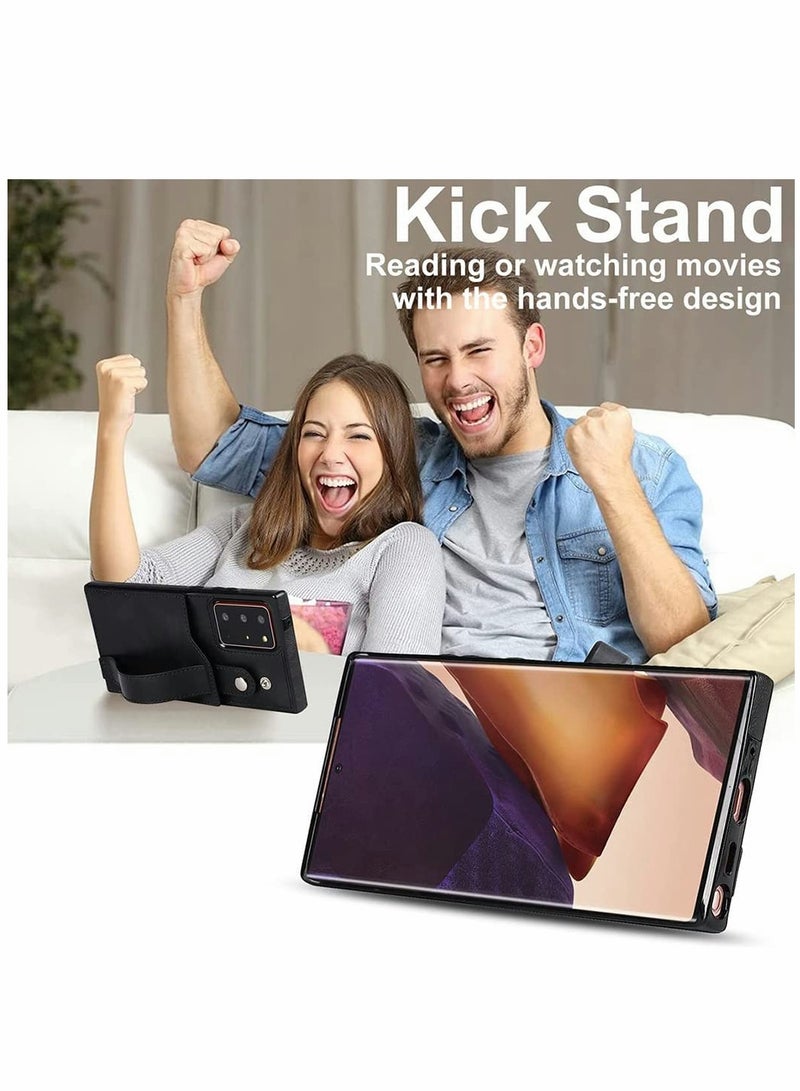 SYOSI Case for Samsung Note 20 Ultra Wallet Excefore with Adjustable Wrist Strap Kickstand PU Leather Credit Card Holder Hybrid Protective Cover Galaxy 5G 6.9" Black - Image 5