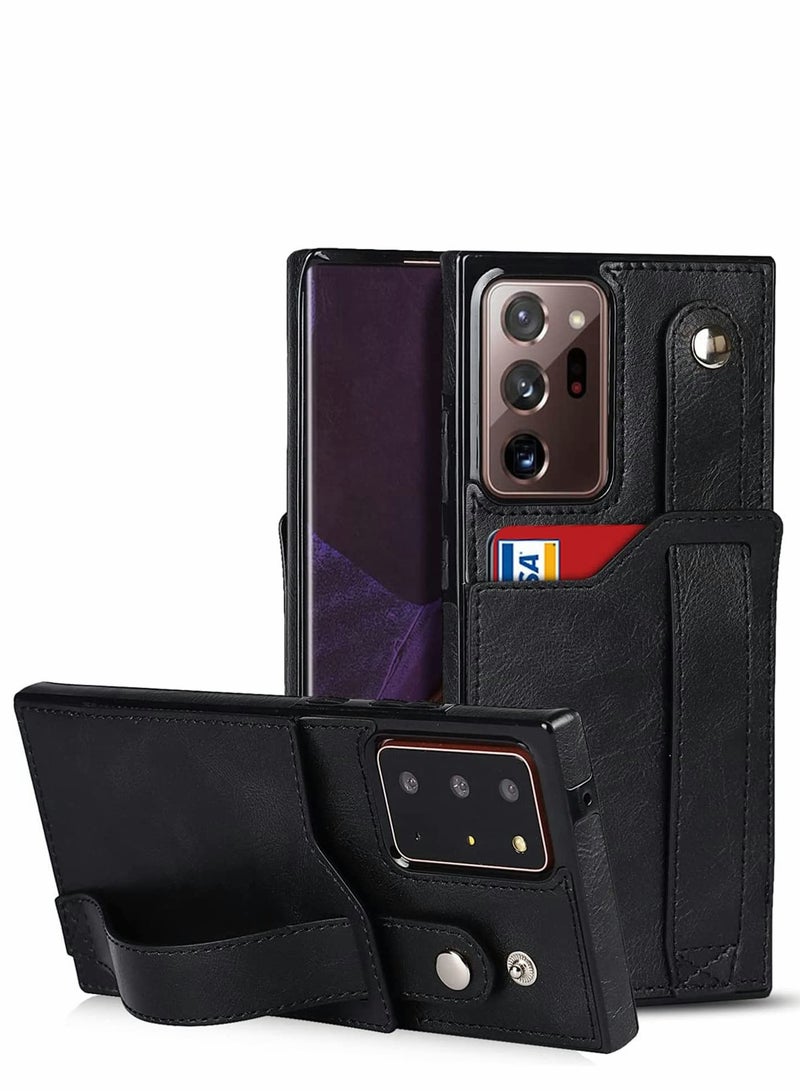 SYOSI Case for Samsung Note 20 Ultra Wallet Excefore with Adjustable Wrist Strap Kickstand PU Leather Credit Card Holder Hybrid Protective Cover Galaxy 5G 6.9" Black - Image 1