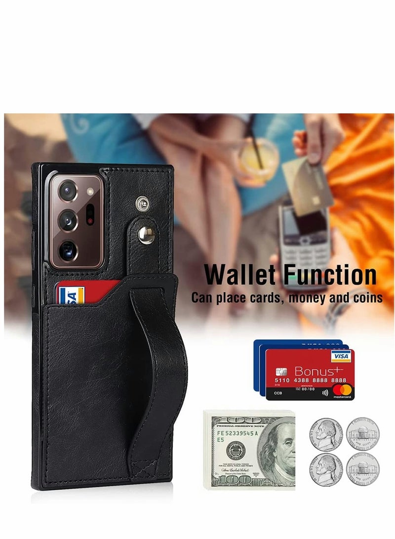 SYOSI Case for Samsung Note 20 Ultra Wallet Excefore with Adjustable Wrist Strap Kickstand PU Leather Credit Card Holder Hybrid Protective Cover Galaxy 5G 6.9" Black - Image 2
