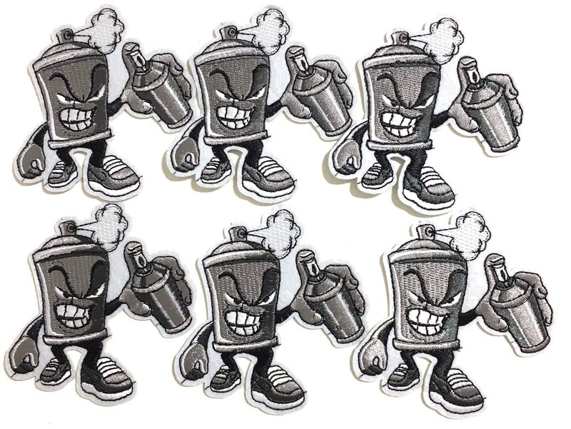 PRK 14 Spray Paint Can Iron-On Patch – Original Street Graffiti Art Design – Urban Style Clothing Accessory for Jackets, Hats, Backpacks, and DIY Fashion Patches (6) - Image 1