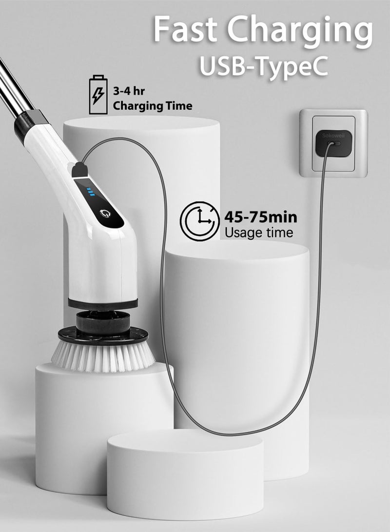 Electric Spin Cordless Scrubber with 8 Replaceable Drill Brush Heads Cleaner Power  Scrubber for Bathroom Tile and Floor Cleaner Adjustable Rechargeable Cleaning Brush Multipurpose Cleaning Tool  - Image 4