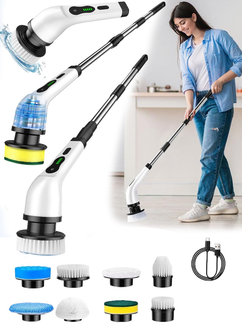 Electric Spin Cordless Scrubber with 8 Replaceable Drill Brush Heads Cleaner Power  Scrubber for Bathroom Tile and Floor Cleaner Adjustable Rechargeable Cleaning Brush Multipurpose Cleaning Tool  - Image 1