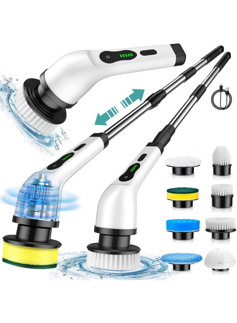 Electric Spin Cordless Scrubber with 8 Replaceable Drill Brush Heads Cleaner Power  Scrubber for Bathroom Tile and Floor Cleaner Adjustable Rechargeable Cleaning Brush Multipurpose Cleaning Tool  - Image 2