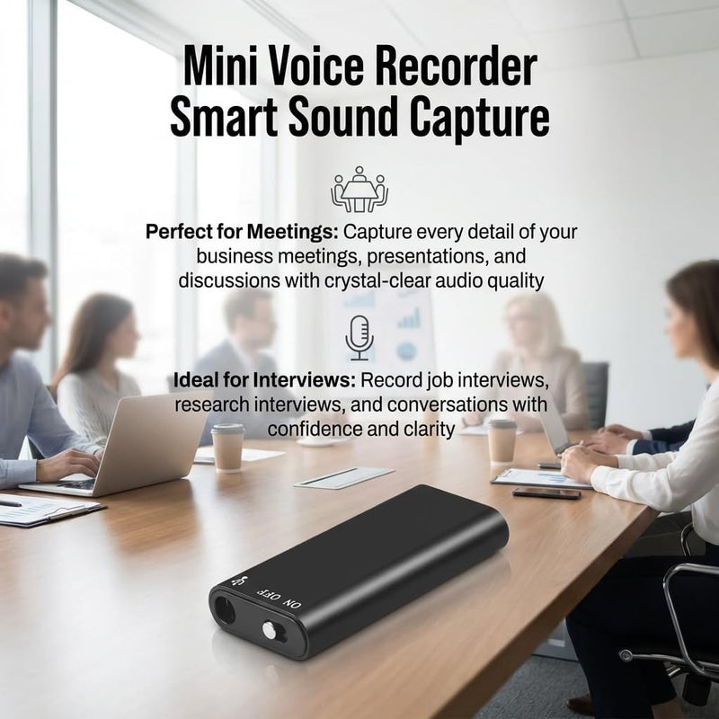 Mini Voice Recorder Smart Sound Capture, Long Battery Life, Voice Activated Recorder, Voice Activated Recorder with Ai-Intelligent Triple Noise Reduction for Work, Meetings, Lectures (8GB) - Image 5